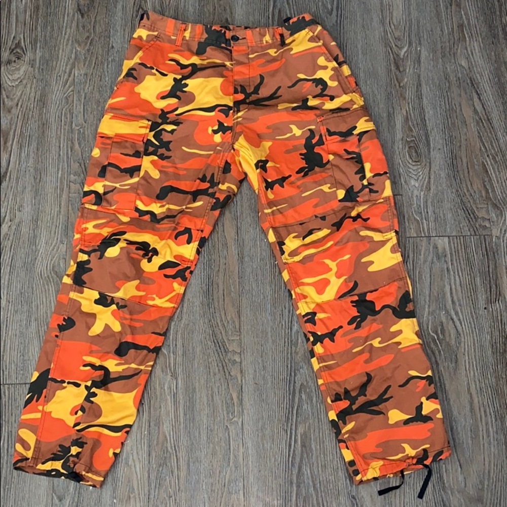 Orange Camo Army Pants Unisex